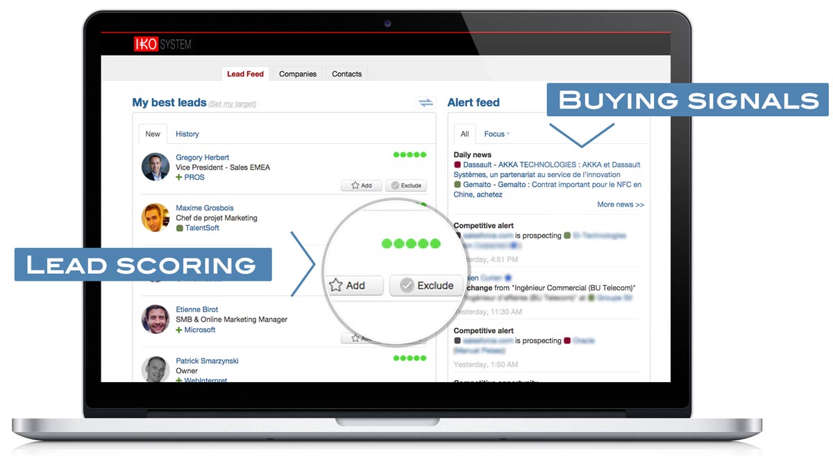 Interface lead scoring